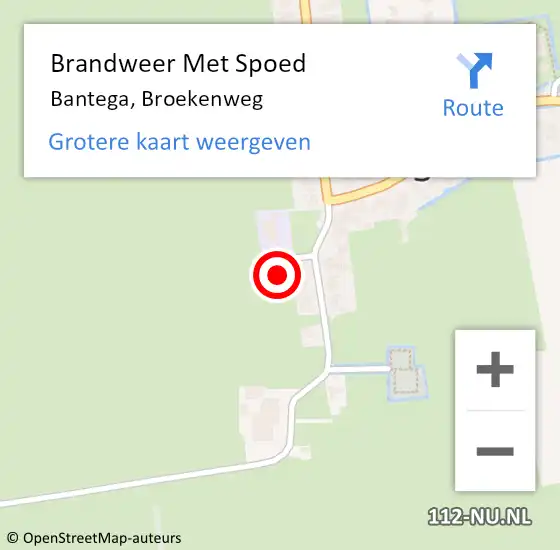 Locatie op kaart van de 112 melding: Brandweer Met Spoed Naar Bantega, Broekenweg op 22 juli 2016 14:47