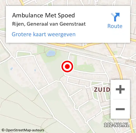 Locatie op kaart van de 112 melding: Ambulance Met Spoed Naar Rijen, Generaal van Geenstraat op 22 juli 2016 15:04