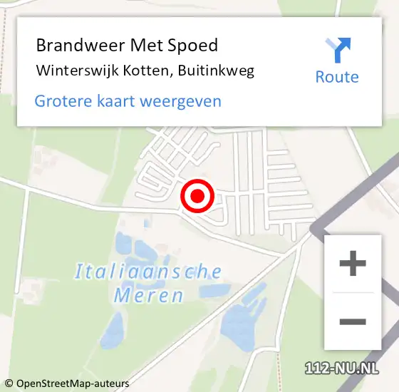 Locatie op kaart van de 112 melding: Brandweer Met Spoed Naar Winterswijk Kotten, Buitinkweg op 22 juli 2016 15:14