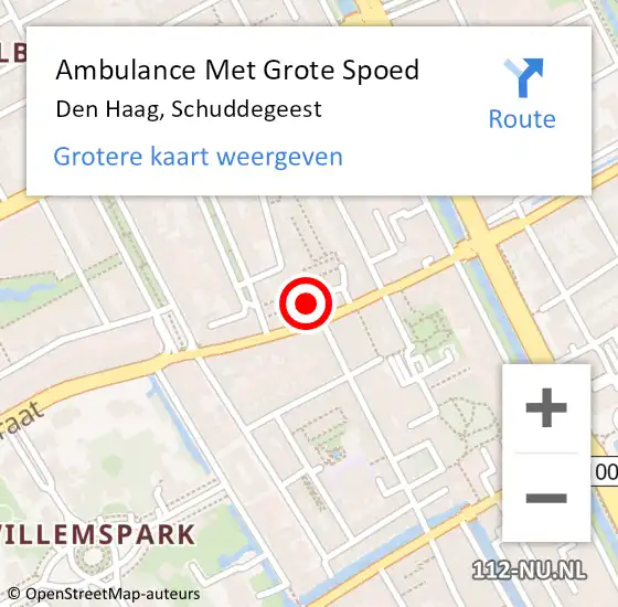 Locatie op kaart van de 112 melding: Ambulance Met Grote Spoed Naar Den Haag, Schuddegeest op 22 juli 2016 15:16