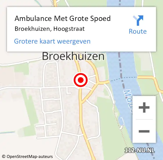 Locatie op kaart van de 112 melding: Ambulance Met Grote Spoed Naar Broekhuizen, Hoogstraat op 16 september 2013 20:24