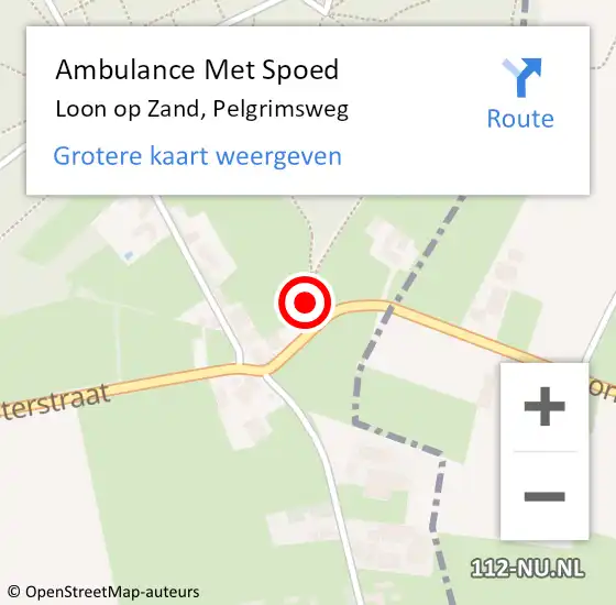 Locatie op kaart van de 112 melding: Ambulance Met Spoed Naar Loon op Zand, Pelgrimsweg op 22 juli 2016 16:16