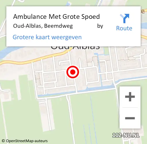 Locatie op kaart van de 112 melding: Ambulance Met Grote Spoed Naar Oud-Alblas, Beemdweg                 by op 22 juli 2016 16:48