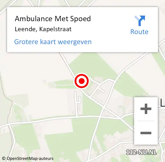 Locatie op kaart van de 112 melding: Ambulance Met Spoed Naar Leende, Kapelstraat op 22 juli 2016 17:15