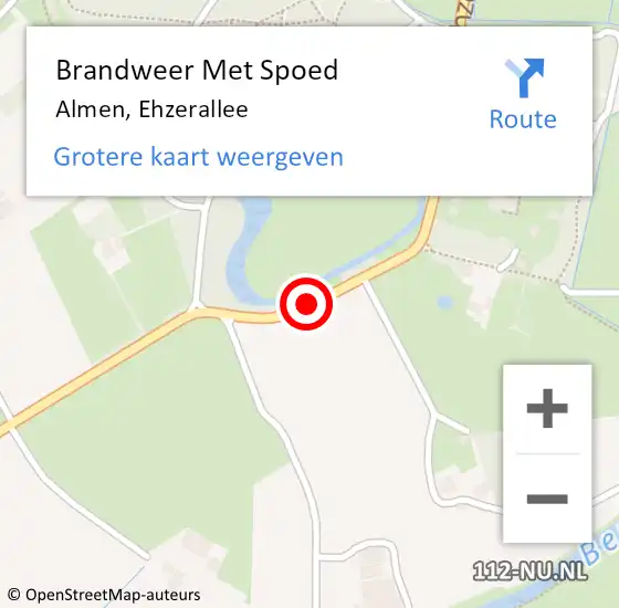 Locatie op kaart van de 112 melding: Brandweer Met Spoed Naar Almen, Ehzerallee op 22 juli 2016 17:38