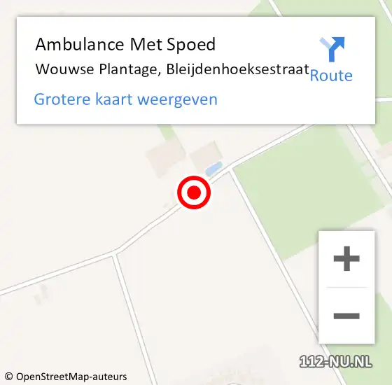 Locatie op kaart van de 112 melding: Ambulance Met Spoed Naar Wouwse Plantage, Bleijdenhoeksestraat op 22 juli 2016 17:56