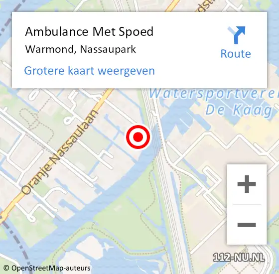 Locatie op kaart van de 112 melding: Ambulance Met Spoed Naar Warmond, Nassaupark op 22 juli 2016 18:14