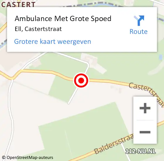 Locatie op kaart van de 112 melding: Ambulance Met Grote Spoed Naar Ell, Castertstraat op 22 juli 2016 18:37