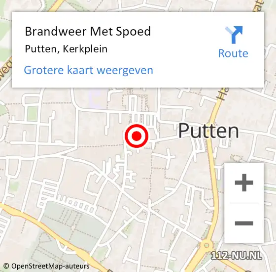 Locatie op kaart van de 112 melding: Brandweer Met Spoed Naar Putten, Kerkplein op 22 juli 2016 18:43