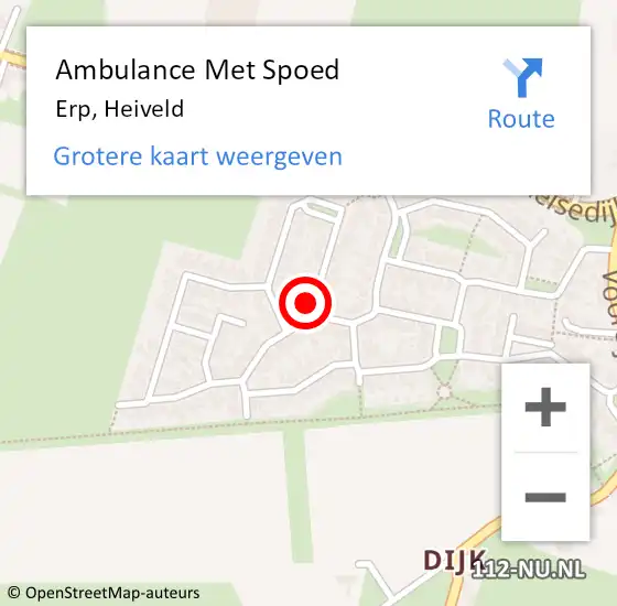 Locatie op kaart van de 112 melding: Ambulance Met Spoed Naar Erp, Heiveld op 22 juli 2016 19:06