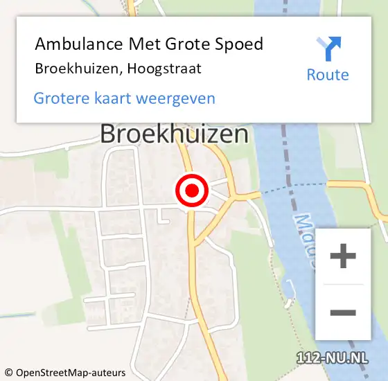 Locatie op kaart van de 112 melding: Ambulance Met Grote Spoed Naar Broekhuizen, Hoogstraat op 16 september 2013 20:26