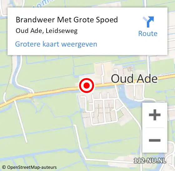 Locatie op kaart van de 112 melding: Brandweer Met Grote Spoed Naar Oud Ade, Leidseweg op 22 juli 2016 19:49