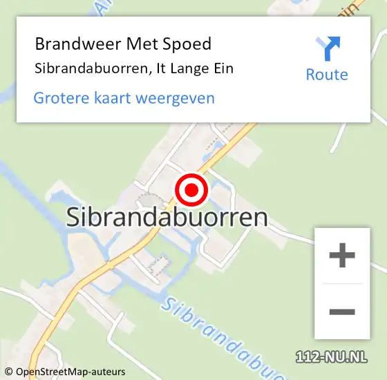 Locatie op kaart van de 112 melding: Brandweer Met Spoed Naar Sibrandabuorren, It Lange Ein op 22 juli 2016 22:30