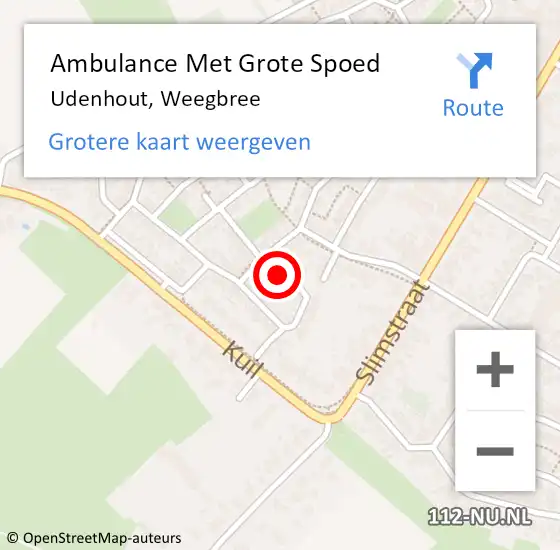 Locatie op kaart van de 112 melding: Ambulance Met Grote Spoed Naar Udenhout, Weegbree op 22 juli 2016 22:45