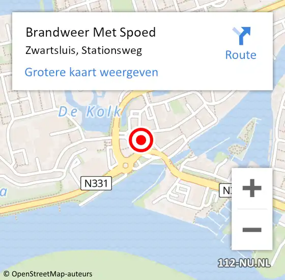 Locatie op kaart van de 112 melding: Brandweer Met Spoed Naar Zwartsluis, Stationsweg op 22 december 2013 04:09