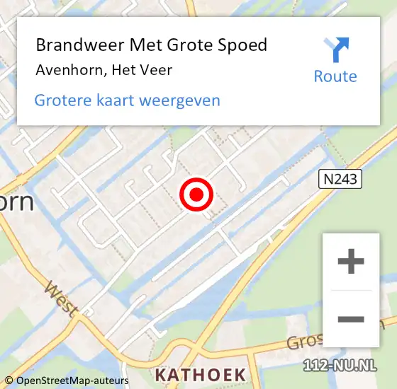 Locatie op kaart van de 112 melding: Brandweer Met Grote Spoed Naar Avenhorn, Het Veer op 23 juli 2016 00:59