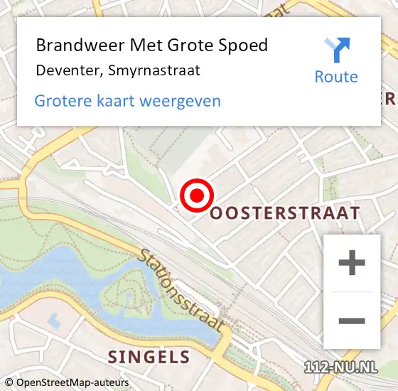 Locatie op kaart van de 112 melding: Brandweer Met Grote Spoed Naar Deventer, Smyrnastraat op 23 juli 2016 01:41