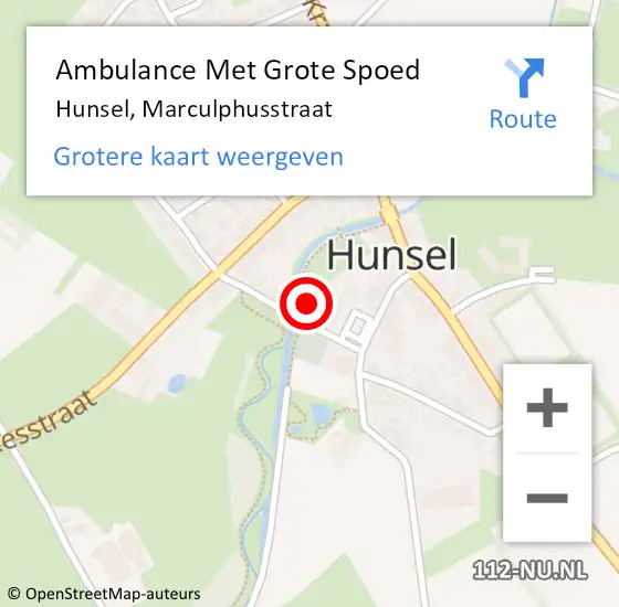 Locatie op kaart van de 112 melding: Ambulance Met Grote Spoed Naar Hunsel, Marculphusstraat op 23 juli 2016 02:09