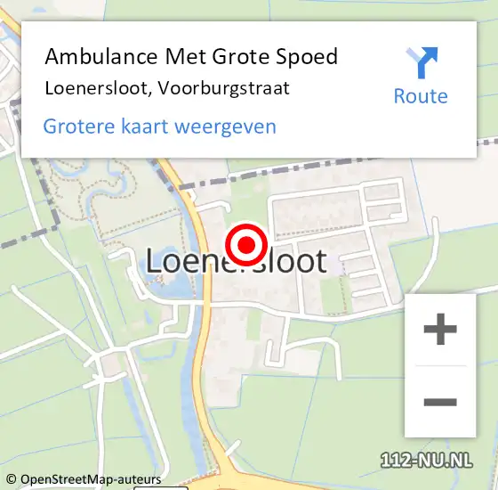 Locatie op kaart van de 112 melding: Ambulance Met Grote Spoed Naar Loenersloot, Voorburgstraat op 23 juli 2016 03:20