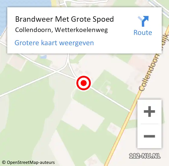 Locatie op kaart van de 112 melding: Brandweer Met Grote Spoed Naar Collendoorn, Wetterkoelenweg op 23 juli 2016 04:01