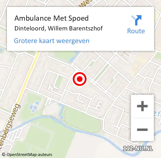 Locatie op kaart van de 112 melding: Ambulance Met Spoed Naar Dinteloord, Willem Barentszhof op 23 juli 2016 05:35