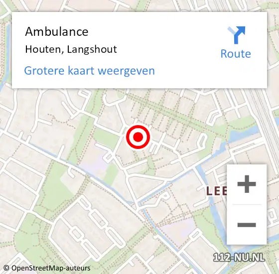 Locatie op kaart van de 112 melding: Ambulance Houten, Langshout op 23 juli 2016 05:40