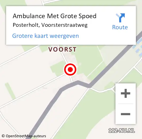 Locatie op kaart van de 112 melding: Ambulance Met Grote Spoed Naar Posterholt, Voorsterstraatweg op 23 juli 2016 07:26