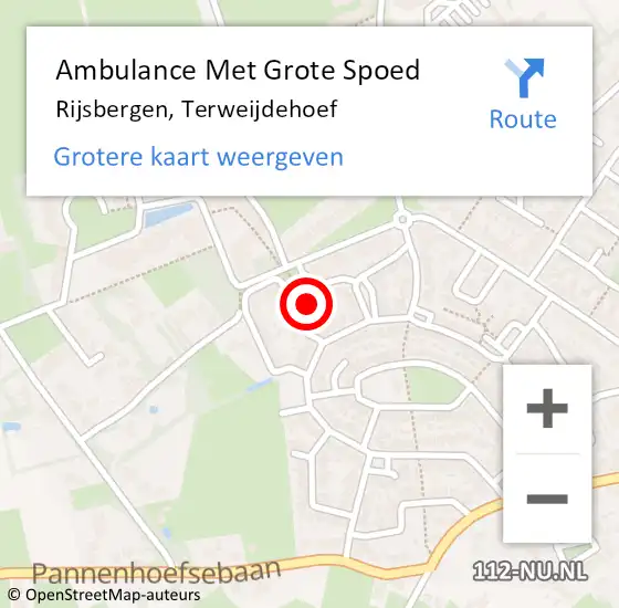 Locatie op kaart van de 112 melding: Ambulance Met Grote Spoed Naar Rijsbergen, Terweijdehoef op 23 juli 2016 08:30