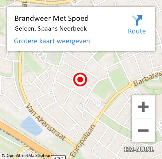 Locatie op kaart van de 112 melding: Brandweer Met Spoed Naar Geleen, Spaans Neerbeek op 23 juli 2016 08:55