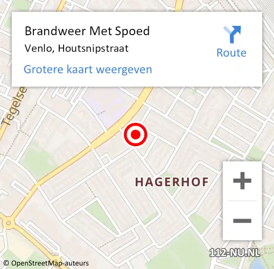 Locatie op kaart van de 112 melding: Brandweer Met Spoed Naar Venlo, Houtsnipstraat op 23 juli 2016 09:41