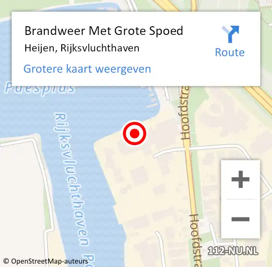 Locatie op kaart van de 112 melding: Brandweer Met Grote Spoed Naar Heijen, Rijksvluchthaven op 23 juli 2016 09:50