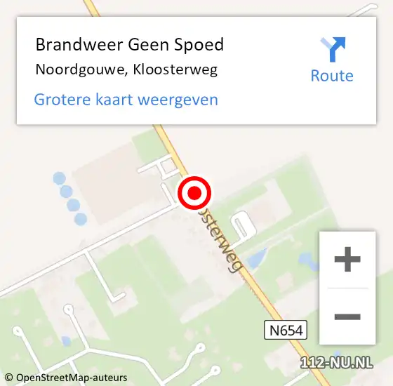 Locatie op kaart van de 112 melding: Brandweer Geen Spoed Naar Noordgouwe, Kloosterweg op 23 juli 2016 09:54