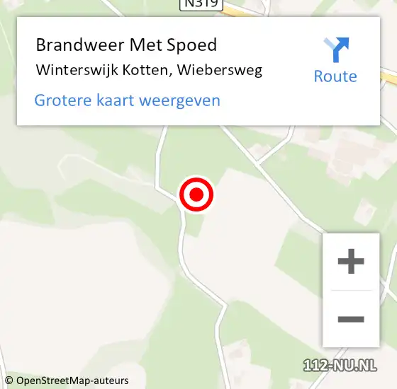 Locatie op kaart van de 112 melding: Brandweer Met Spoed Naar Winterswijk Kotten, Wiebersweg op 23 juli 2016 10:03