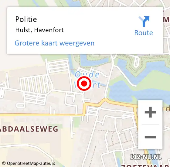 Locatie op kaart van de 112 melding: Politie Hulst, Havenfort op 23 juli 2016 10:24