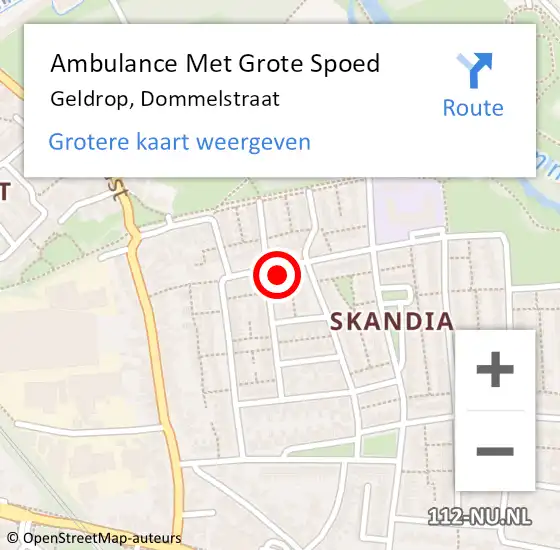 Locatie op kaart van de 112 melding: Ambulance Met Grote Spoed Naar Geldrop, Dommelstraat op 23 juli 2016 11:20