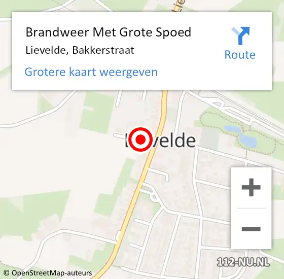 Locatie op kaart van de 112 melding: Brandweer Met Grote Spoed Naar Lievelde, Bakkerstraat op 23 juli 2016 11:40