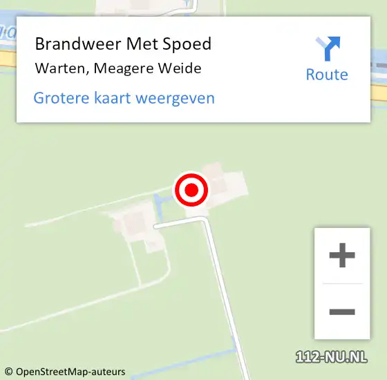 Locatie op kaart van de 112 melding: Brandweer Met Spoed Naar Warten, Meagere Weide op 23 juli 2016 11:50