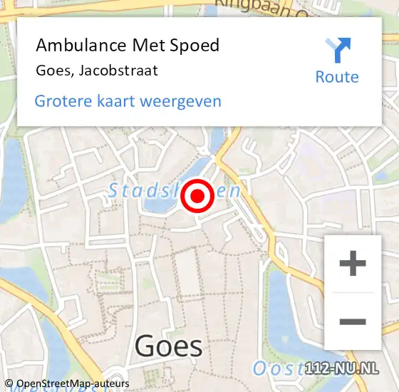 Locatie op kaart van de 112 melding: Ambulance Met Spoed Naar Goes, Jacobstraat op 23 juli 2016 11:56