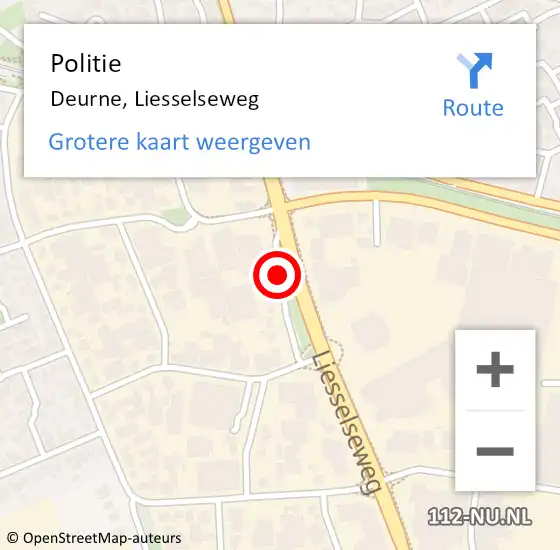 Locatie op kaart van de 112 melding: Politie Deurne, Liesselseweg op 23 juli 2016 12:28