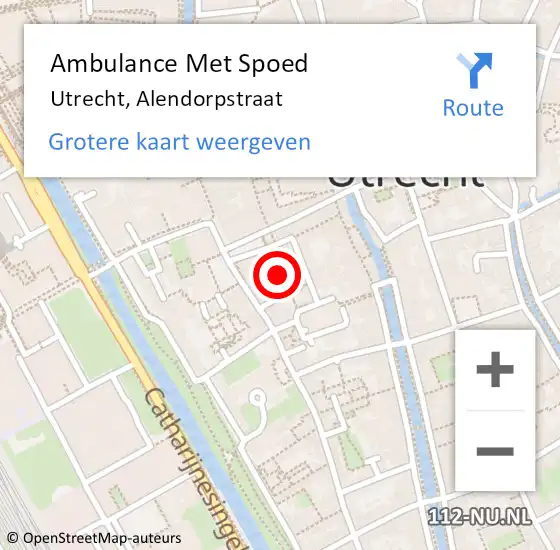 Locatie op kaart van de 112 melding: Ambulance Met Spoed Naar Utrecht, Alendorpstraat op 23 juli 2016 12:52