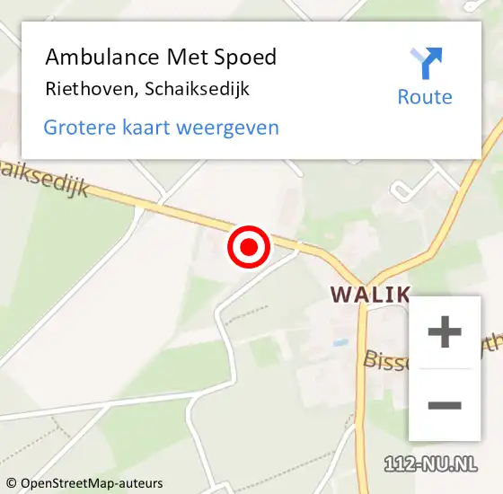 Locatie op kaart van de 112 melding: Ambulance Met Spoed Naar Riethoven, Schaiksedijk op 23 juli 2016 13:13