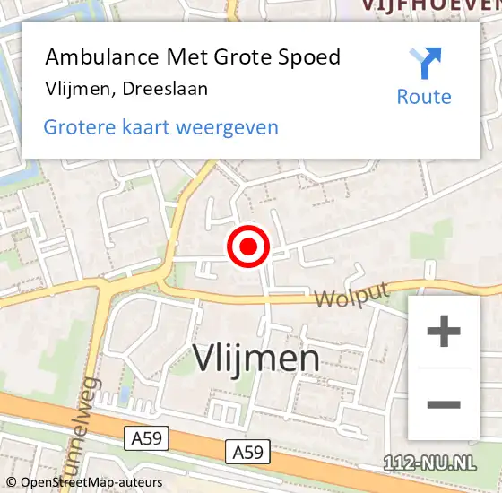 Locatie op kaart van de 112 melding: Ambulance Met Grote Spoed Naar Vlijmen, Dreeslaan op 23 juli 2016 13:30