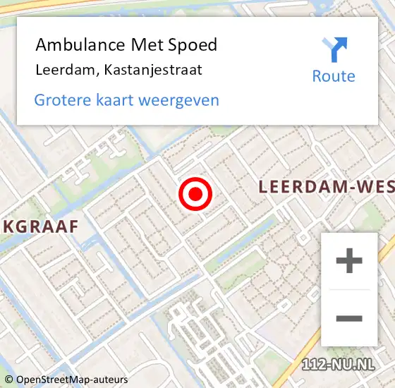 Locatie op kaart van de 112 melding: Ambulance Met Spoed Naar Leerdam, Kastanjestraat op 23 juli 2016 13:39