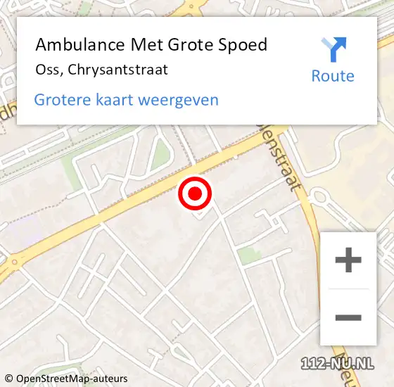 Locatie op kaart van de 112 melding: Ambulance Met Grote Spoed Naar Oss, Chrysantstraat op 23 juli 2016 13:53