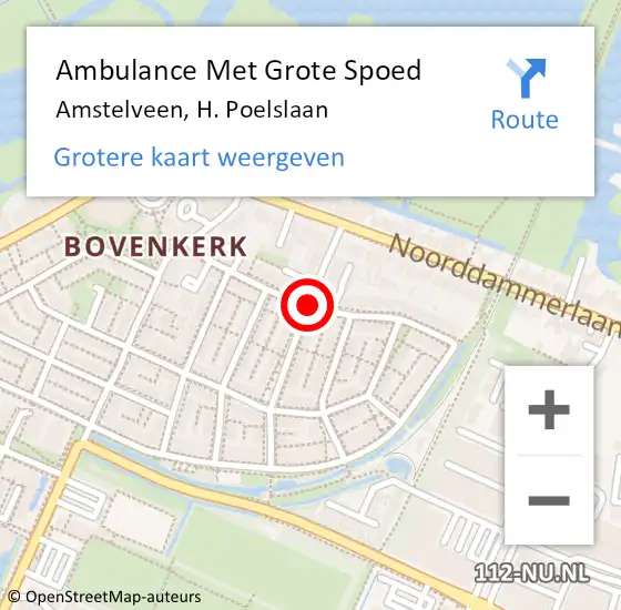 Locatie op kaart van de 112 melding: Ambulance Met Grote Spoed Naar Amstelveen, H. Poelslaan op 23 juli 2016 14:26