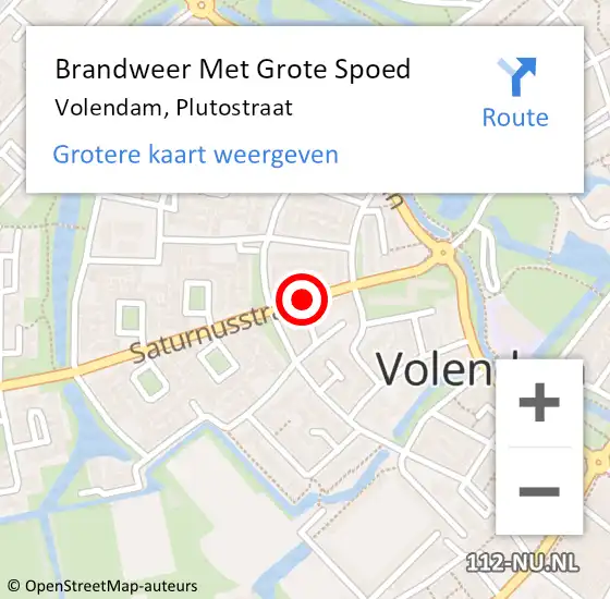 Locatie op kaart van de 112 melding: Brandweer Met Grote Spoed Naar Volendam, Plutostraat op 23 juli 2016 14:58