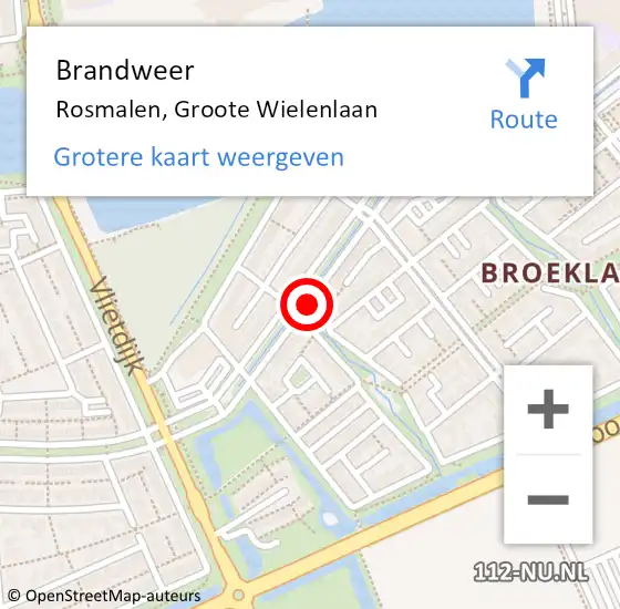 Locatie op kaart van de 112 melding: Brandweer Rosmalen, Groote Wielenlaan op 23 juli 2016 15:27