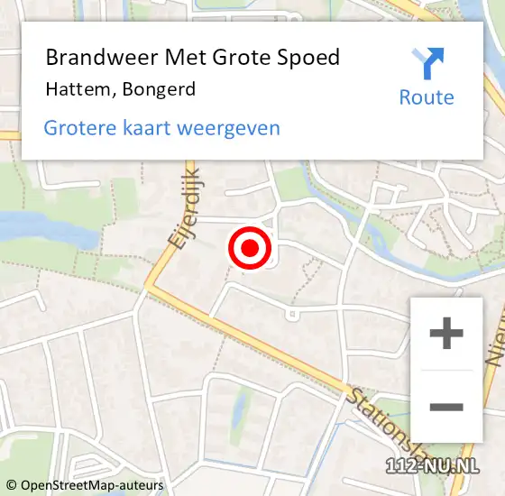 Locatie op kaart van de 112 melding: Brandweer Met Grote Spoed Naar Hattem, Bongerd op 23 juli 2016 16:54