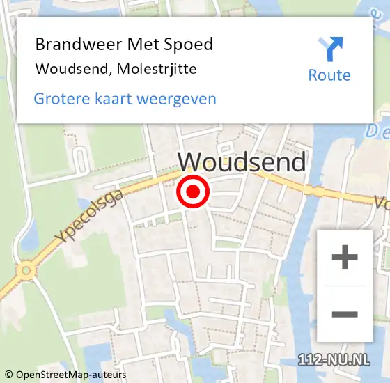 Locatie op kaart van de 112 melding: Brandweer Met Spoed Naar Woudsend, Molestrjitte op 23 juli 2016 17:18