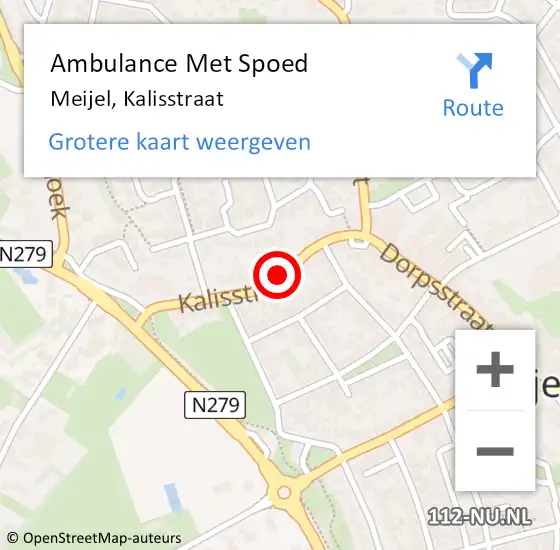 Locatie op kaart van de 112 melding: Ambulance Met Spoed Naar Meijel, Kalisstraat op 22 december 2013 07:45